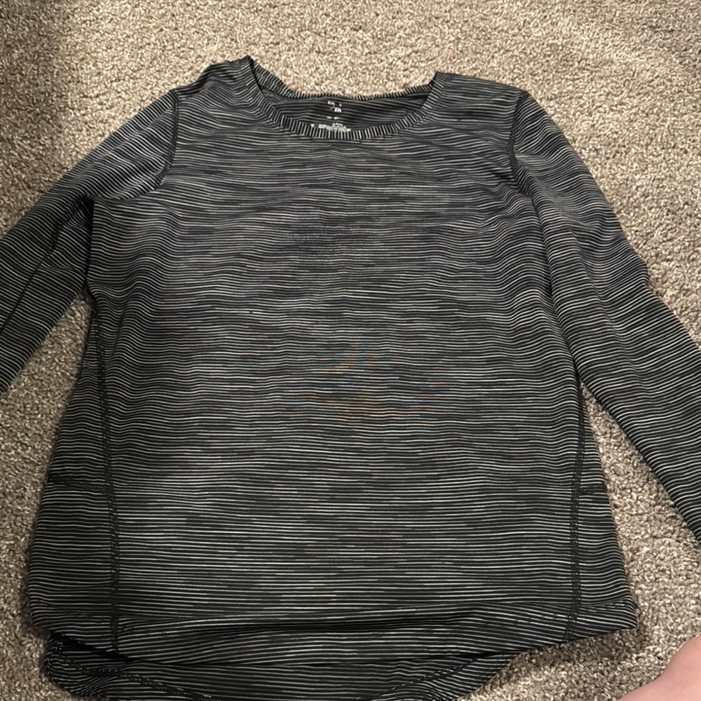 Women's Striped Black and Gray Top